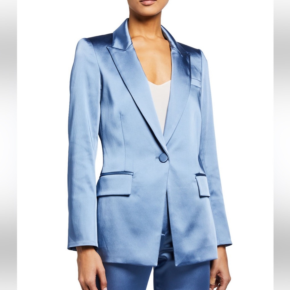 NWT VERONICA BEARD Satin MEDI DICKEY JACKET in slate blue SIZE 4 Blazer GORGEOUS